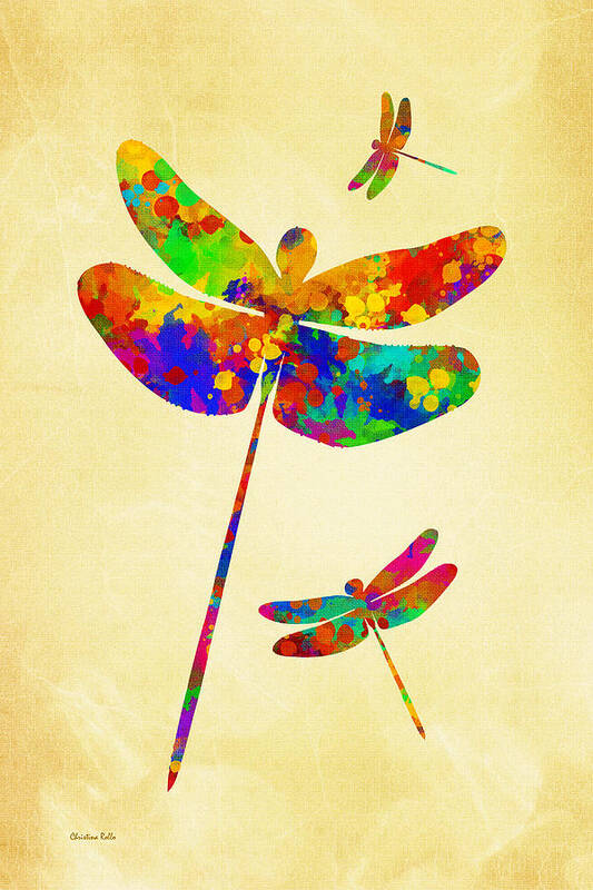 Dragonfly Watercolor Poster featuring the mixed media Dragonfly Watercolor Art by Christina Rollo