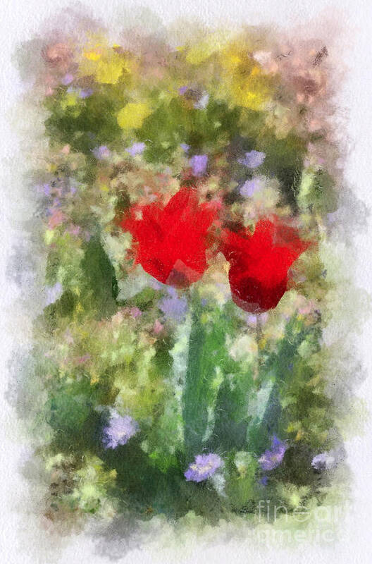 Red Tulips Poster featuring the painting Dressed in Red by Kerri Farley