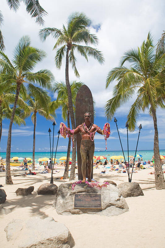 Afternoon Poster featuring the photograph Duke Kahanamoku statue by M Swiet Productions