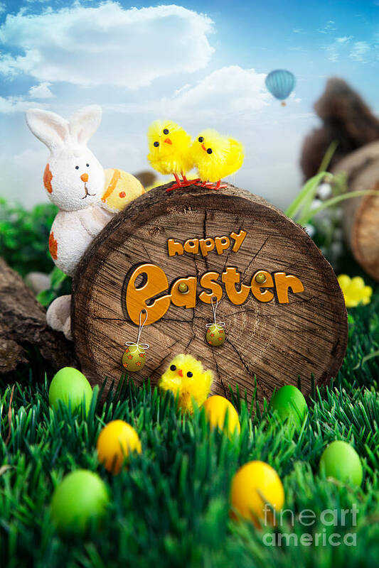 Background Poster featuring the digital art Easter by Mythja Photography