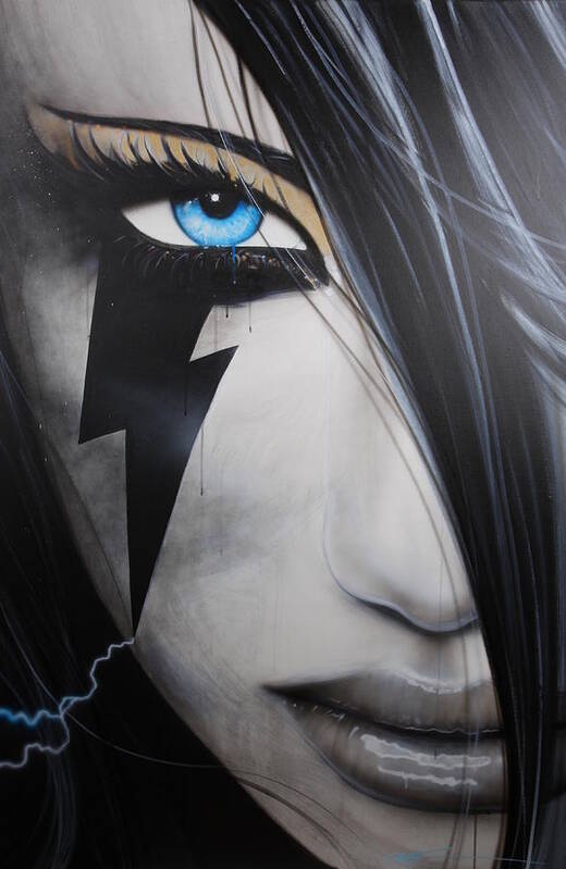 Close Up Poster featuring the painting Electric Sin by Christian Chapman Art