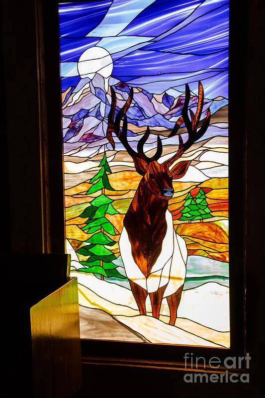 Stanied Glass Window Poster featuring the photograph Elk Stained Glass Window by Robert Bales