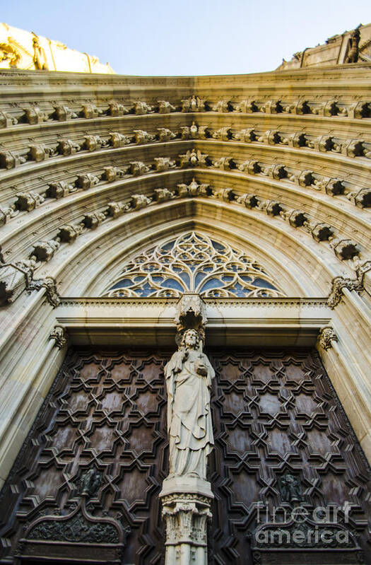 Cathedral Of The Holy Cross And Saint Eulalia Poster featuring the photograph Eulalia Doorway by Deborah Smolinske