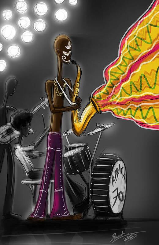 Fela Kuti Poster featuring the digital art Fela Afrobeat Kuti by Sasank Gopinathan