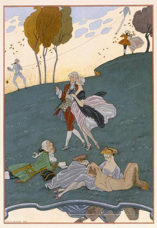 Poem Poster featuring the painting Fetes Galantes by Georges Barbier