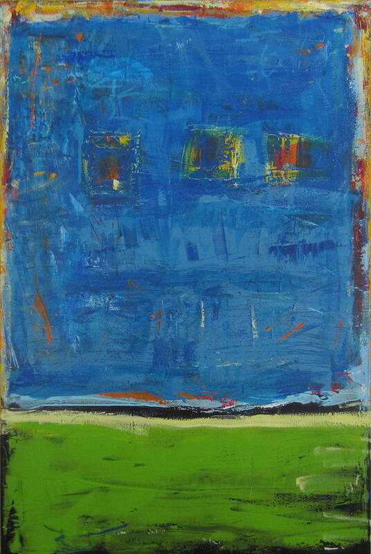 Blue Poster featuring the painting Field and Sky by Francine Ethier
