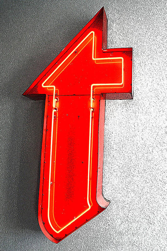 Red Poster featuring the photograph Firestone Building Red Neon T by Catherine Sherman