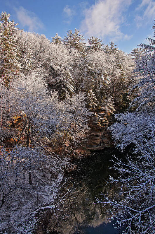 Snow Poster featuring the photograph First Snow on the Dell Creek by Leda Robertson