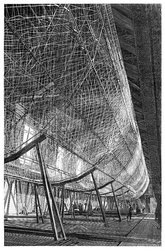 Lz1 Poster featuring the photograph First Zeppelin Under Construction by Science Photo Library