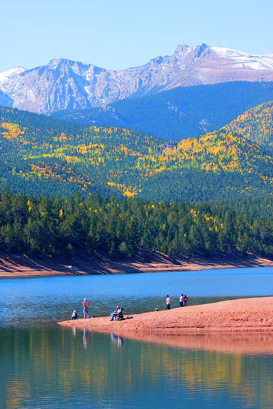 Aspen Leaf Poster featuring the photograph Fishermen At Crystal Lake On Pikes Peak by Swkrullimaging