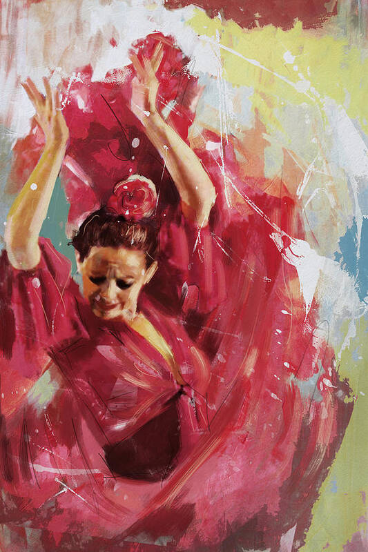 Jazz Poster featuring the painting Flamenco 34 by Maryam Mughal