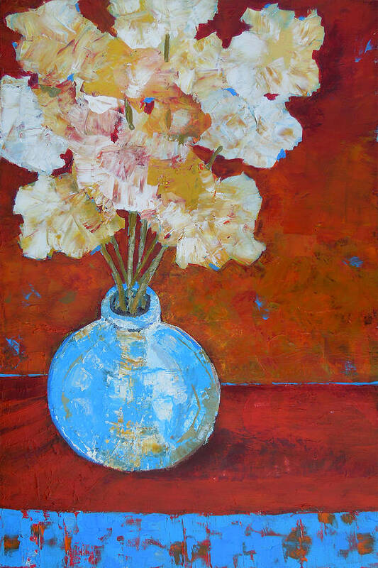 Flowers Poster featuring the painting Flower Vase Red by Katherine Smit