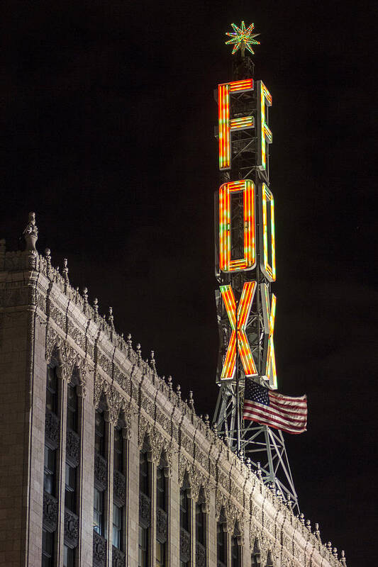 Detroit Poster featuring the photograph Fox Theater Sign by John McGraw