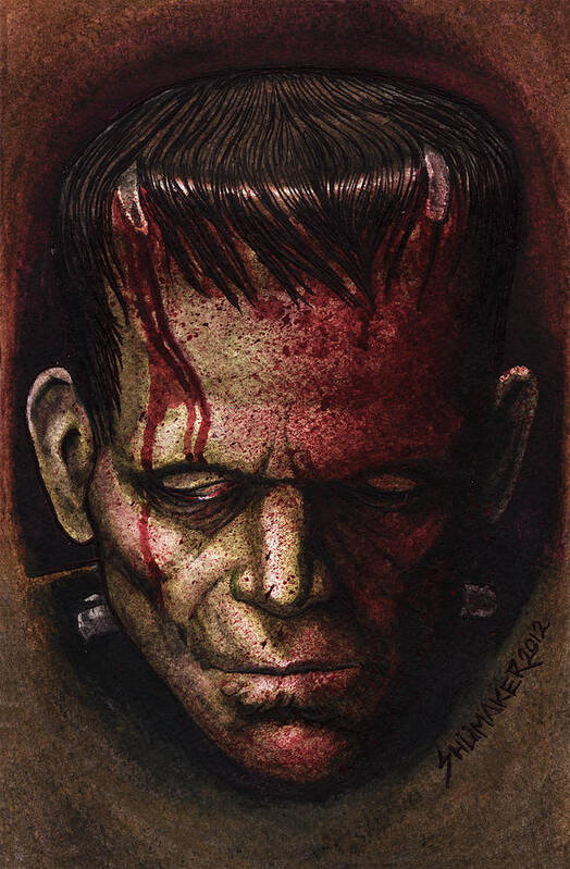 Prison Paintings Paintings Poster featuring the mixed media Frankenstein by David Shumate