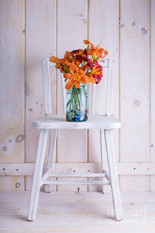 Chair Poster featuring the photograph Fresh Day Lilly Flowers by Edward Fielding