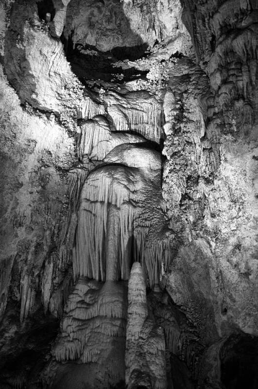 Ancient Poster featuring the photograph Frozen Waterfall in Carlsbad Caverns by Melany Sarafis