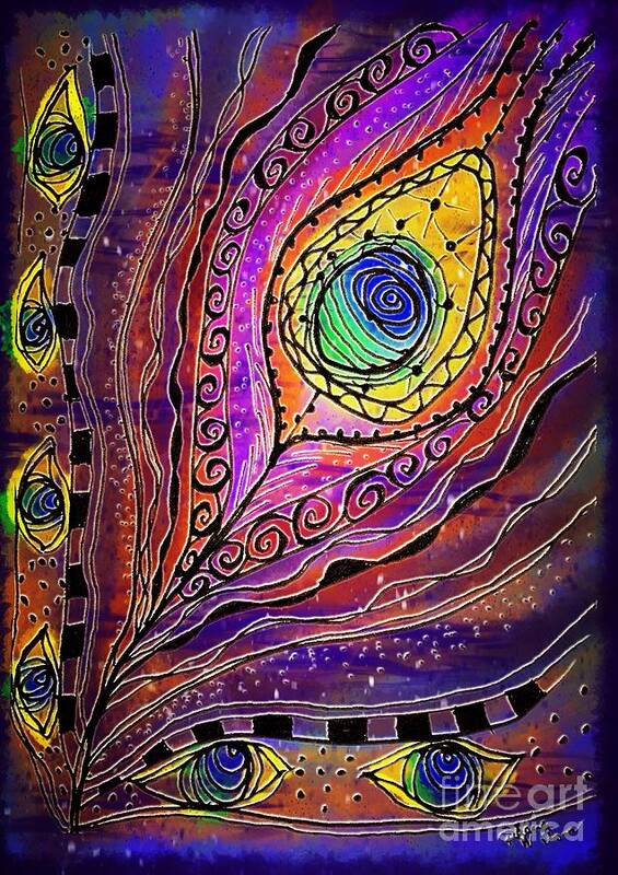 Peacock Poster featuring the digital art Galaxy of Vibrancy by Raena Wilson