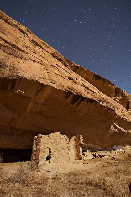 Abandoned Digital Art Poster featuring the photograph Gallo Cliff Dwelling Under the Bright Moon by Melany Sarafis