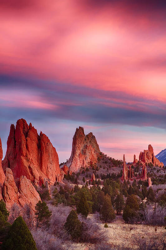 Garden Of The Gods Poster featuring the photograph Garden of the Gods Sunset Sky Portrait by James BO Insogna