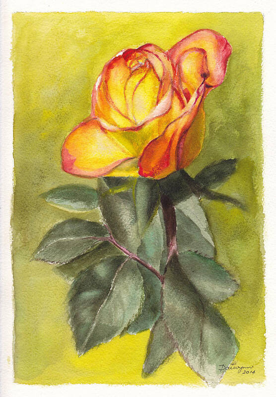 Flower Poster featuring the painting Golden Rose by Dai Wynn