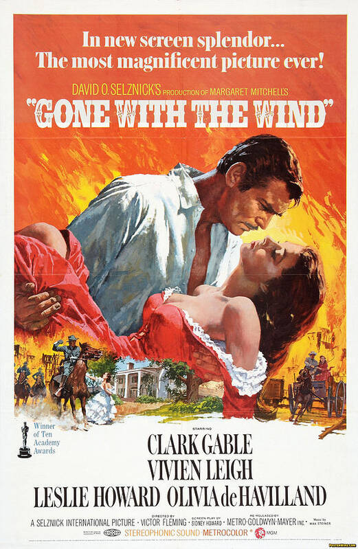 Movie Poster Poster featuring the photograph Gone With the Wind - 1939 by Georgia Clare