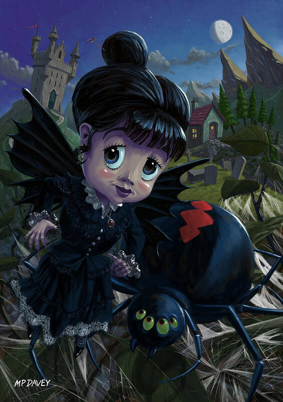 Fairy Poster featuring the digital art Goth girl fairy with spider widow by Martin Davey