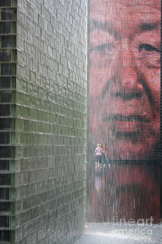 Crown Fountain Poster featuring the photograph Grandpa's Watching by Patty Colabuono