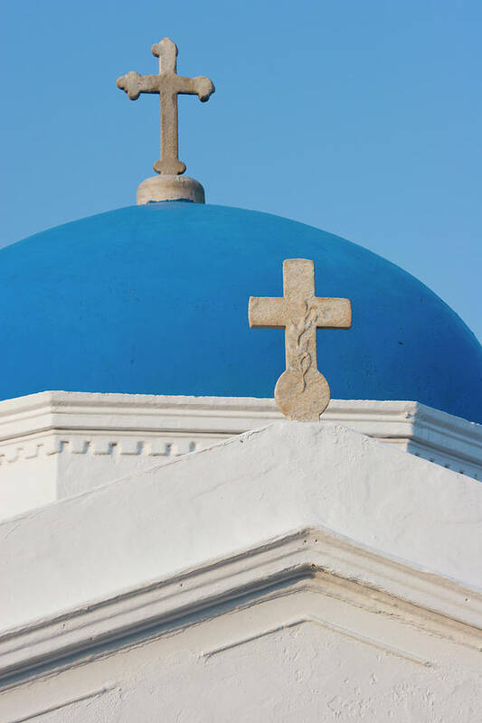 Bill Young Poster featuring the photograph Greece, Mykonos Blue Greek Orthodox by Jaynes Gallery