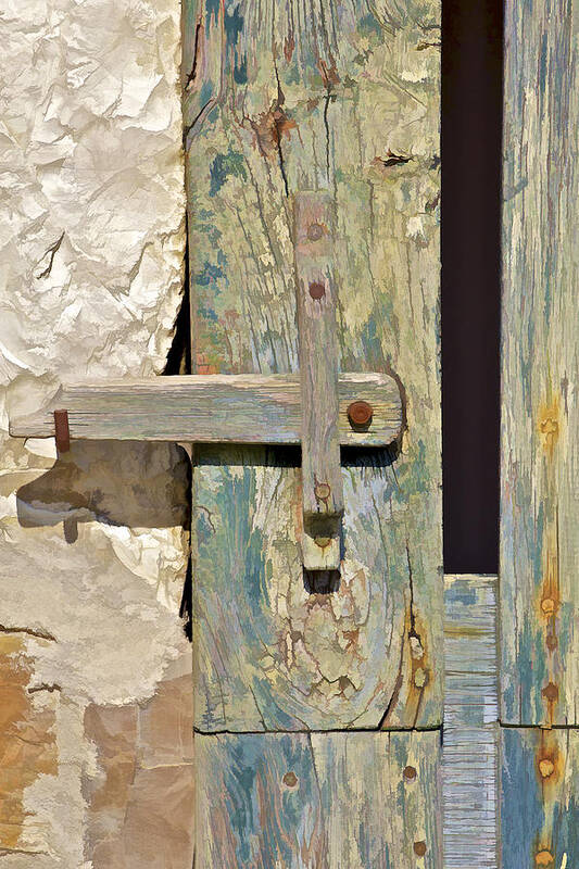 Architecture Poster featuring the photograph Green Wood Weathered Rustic Door Handle of Old World Tuscany by David Letts