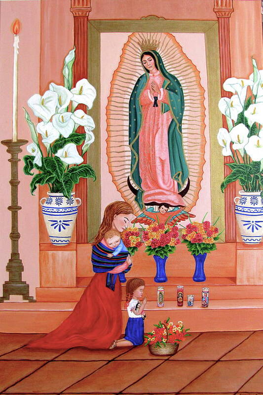 Guadalupe Poster featuring the painting Guadalupe by Evangelina Portillo