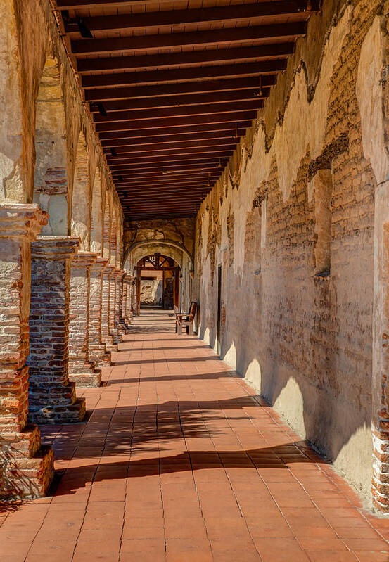 Hallway Poster featuring the photograph Hallway 1 at San Juan Capistrano by Vance Bell
