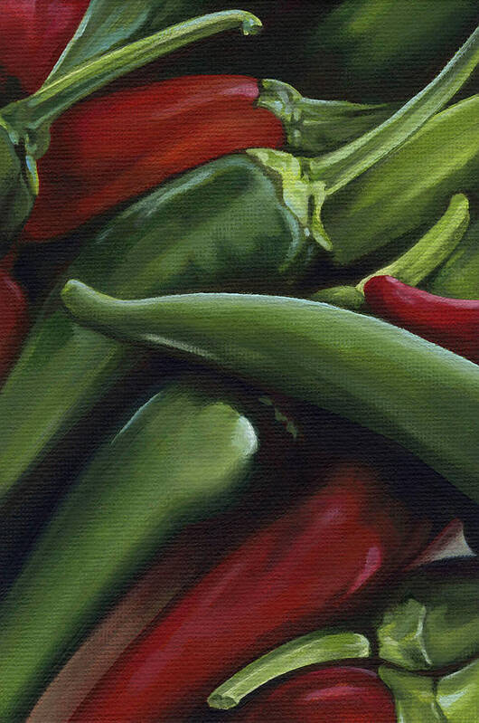 Jalapenos Poster featuring the painting Hot Peppers by Natasha Denger