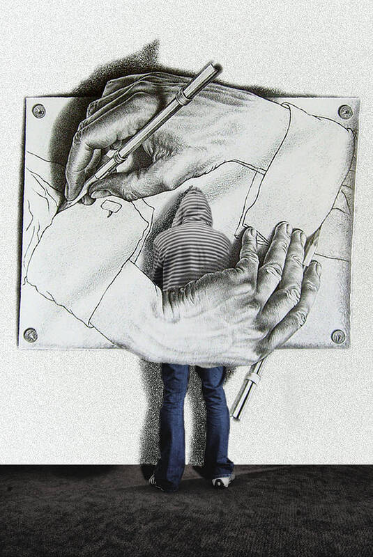 Escher Poster featuring the mixed media I love Escher by Andrei SKY