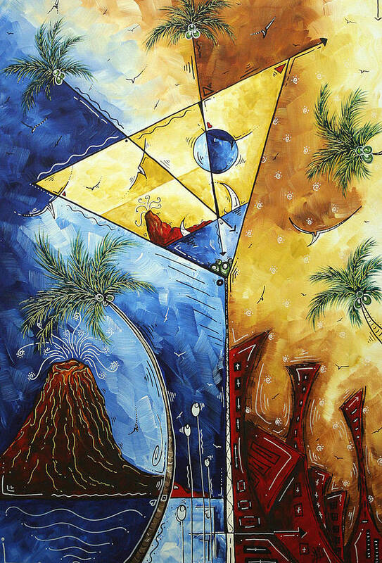 Tropical Poster featuring the painting ISLAND MARTINI Original MADART Painting by Megan Aroon