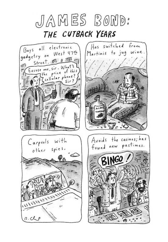 Money Poster featuring the drawing James Bond: The Cutback Years by Roz Chast