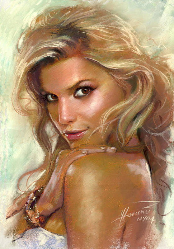 Jessica Simpson Poster featuring the drawing Jessica Simpson by Viola El