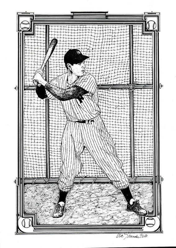 Baseball Stars Poster featuring the drawing Joe DiMaggio by Ira Shander