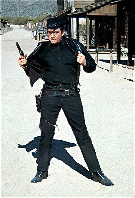 Johnny Cash A Gunfight Promo Old Tucson Arizona Gunfighter John Wayne Poster featuring the photograph Johnny Cash A Gunfight promo Old Tucson Arizona 1971 by David Lee Guss