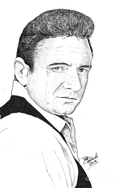 Man Poster featuring the drawing Johnny Cash by Bill Richards