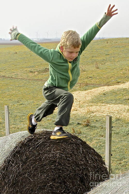 Haystacks Poster featuring the photograph Jumping Haystacks by Suzanne Oesterling