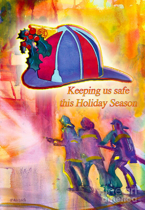 Keeping Us Safe This Holiday Season Poster featuring the painting Keeping Us Safe This Holiday Season by Teresa Ascone