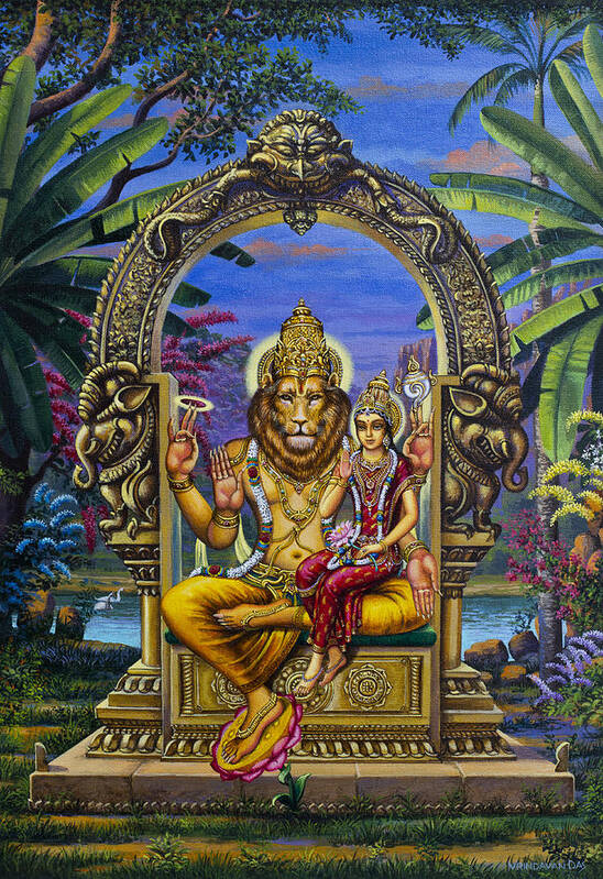 Narasimha Poster featuring the painting Lakshmi Narasimha by Vrindavan Das
