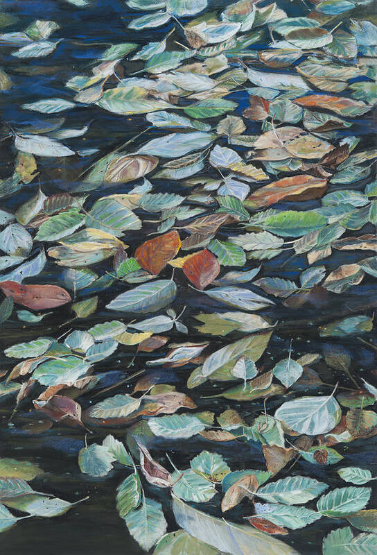 Birdseye Art Studio Poster featuring the painting Leaves on Pond by Nick Payne