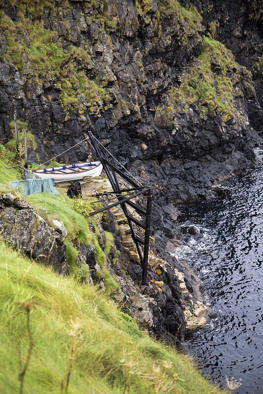 Carrick-a-rede Poster featuring the photograph Ledge Boat Carrick-a-Rede Northern Ireland by Betsy Knapp