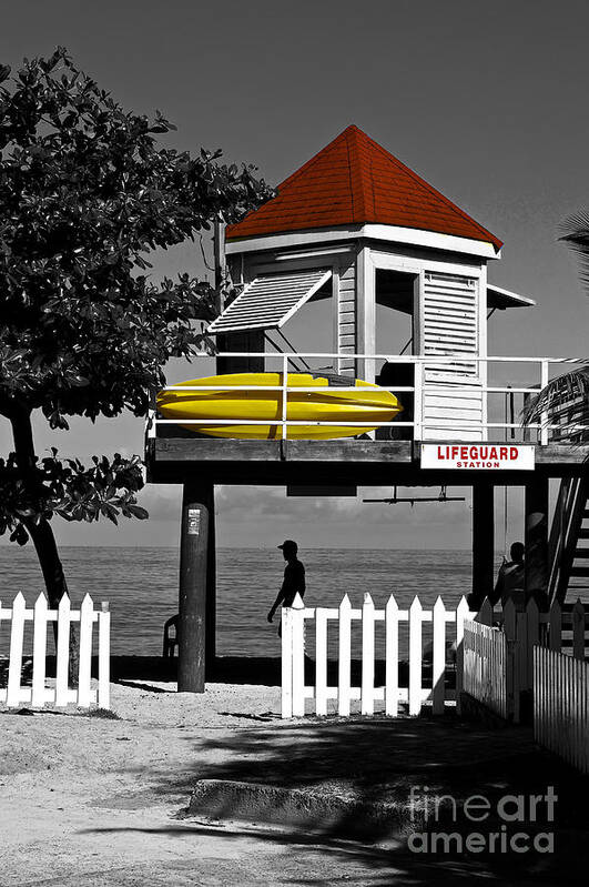Beach Poster featuring the painting Life Guard Station by Laura Forde