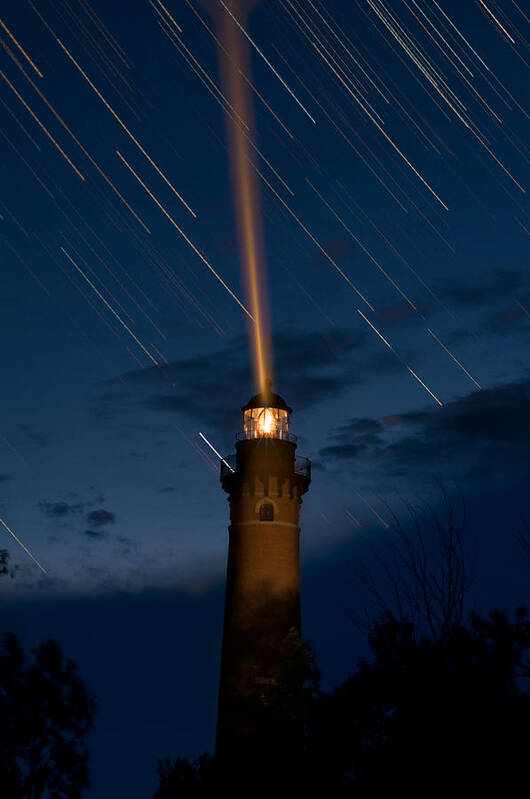 Blue Poster featuring the photograph Little Sable Lighthouse by Steve Gadomski