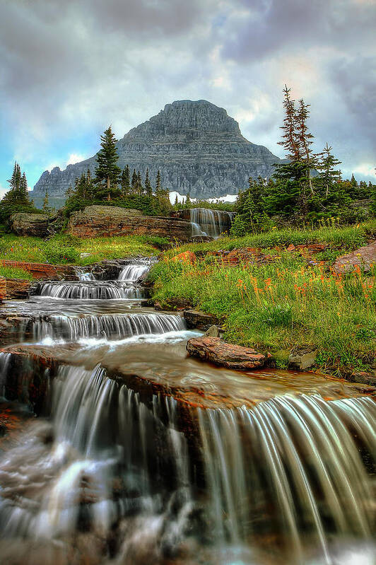 Logan Pass Poster featuring the photograph Logan Cascades by Ryan Smith