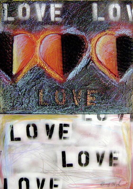 Red Hearts Poster featuring the painting Love by Gerry High