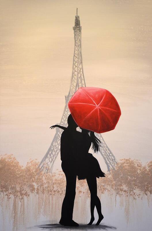 Love Print Poster featuring the painting Love In Paris by Amy Giacomelli