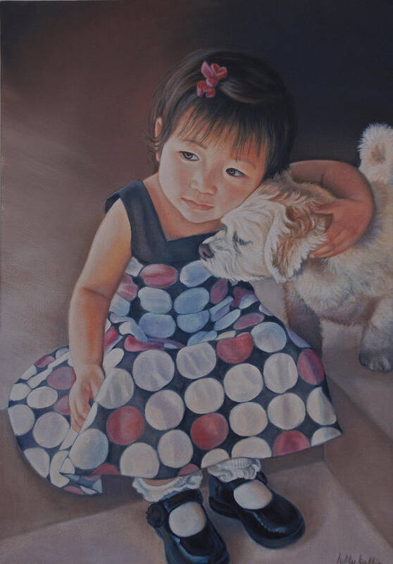 Portrait Poster featuring the painting Love Makes the World Go Round by Holly Kallie